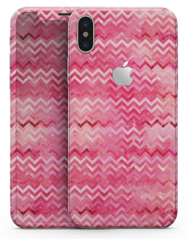 Pink Multi Watercolor Chevron - iPhone X Skin-Kit