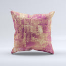 Pink Paint Splattered Brick Wall ink-Fuzed Decorative Throw Pillow