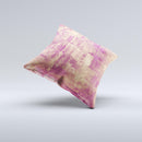 Pink Paint Splattered Brick Wall ink-Fuzed Decorative Throw Pillow