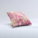 Pink Paint Splattered Brick Wall ink-Fuzed Decorative Throw Pillow