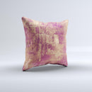 Pink Paint Splattered Brick Wall ink-Fuzed Decorative Throw Pillow