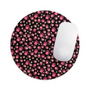 Pink Paw Prints on Black// WaterProof Rubber Foam Backed Anti-Slip Mouse Pad for Home Work Office or Gaming Computer Desk