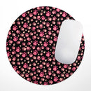 Pink Paw Prints on Black// WaterProof Rubber Foam Backed Anti-Slip Mouse Pad for Home Work Office or Gaming Computer Desk