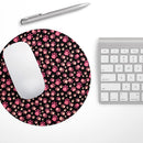 Pink Paw Prints on Black// WaterProof Rubber Foam Backed Anti-Slip Mouse Pad for Home Work Office or Gaming Computer Desk