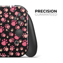 Pink Paw Prints on Black // Skin Decal Wrap Kit for Nintendo Switch Console & Dock, Joy-Cons, Pro Controller, Lite, 3DS XL, 2DS XL, DSi, or Wii - Vinyl Skin Wrap for Nintendo Switch 2, OLED, Lite, Pro Controller, Wii & Classic Handhelds