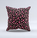 Pink Paw Prints on Black ink-Fuzed Decorative Throw Pillow