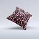 Pink Paw Prints on Black ink-Fuzed Decorative Throw Pillow