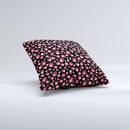 Pink Paw Prints on Black ink-Fuzed Decorative Throw Pillow