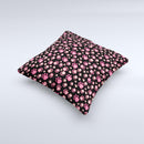 Pink Paw Prints on Black ink-Fuzed Decorative Throw Pillow