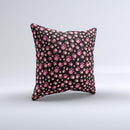 Pink Paw Prints on Black ink-Fuzed Decorative Throw Pillow