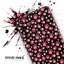 Pink Paw Prints on Black - Premium Vinyl Skin Decal for Samsung Galaxy S25 Ultra, S24, S23, S22 & All Galaxy S Models