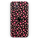 Pink Paw Prints on Black - Protective Skin Wrap & Decal – Compatible with iPhone SE to iPhone 17 Pro Max (All Models)