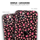 Pink Paw Prints on Black - Protective Skin Wrap & Decal – Compatible with iPhone SE to iPhone 17 Pro Max (All Models)