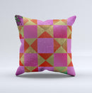 Pink Red and Green Drop-Shapes ink-Fuzed Decorative Throw Pillow