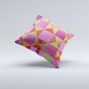 Pink Red and Green Drop-Shapes ink-Fuzed Decorative Throw Pillow