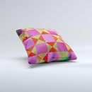Pink Red and Green Drop-Shapes ink-Fuzed Decorative Throw Pillow