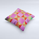 Pink Red and Green Drop-Shapes ink-Fuzed Decorative Throw Pillow