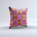 Pink Red and Green Drop-Shapes ink-Fuzed Decorative Throw Pillow