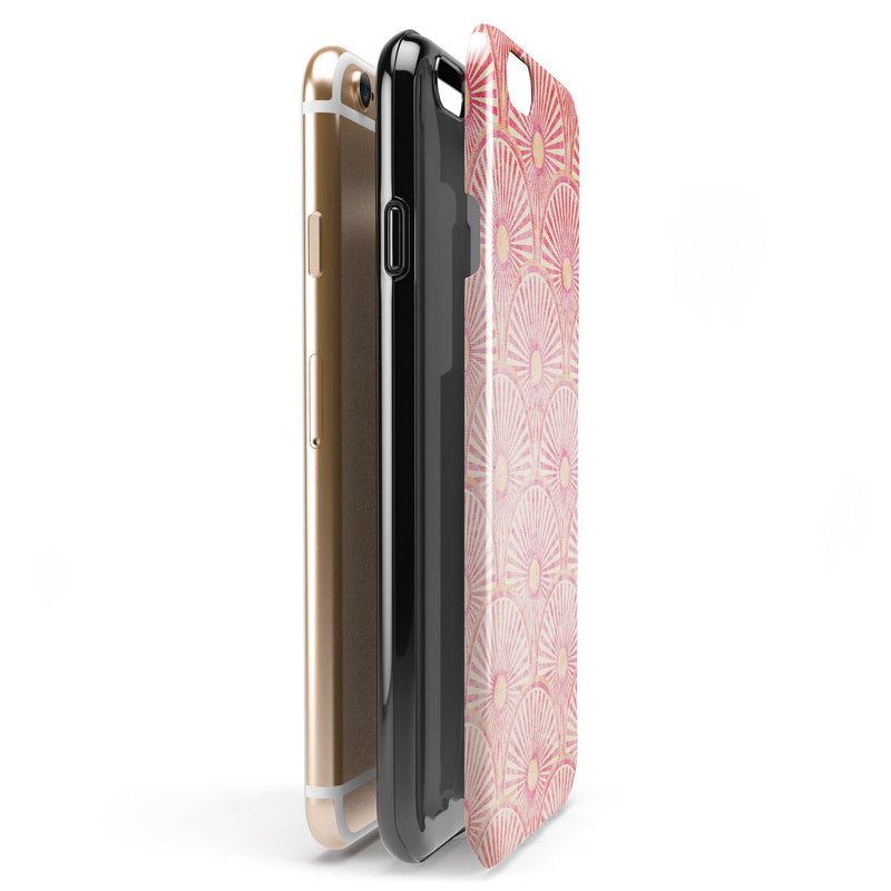 Pink SemiCircles with Yellow Polka Dots iPhone 6/6s or 6/6s Plus 2-Piece Hybrid INK-Fuzed Case
