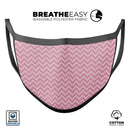 Pink Shades of Chevron Stripes - Made in USA Mouth Cover Unisex Anti-Dust Cotton Blend Reusable & Washable Face Mask with Adjustable Sizing for Adult or Child