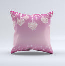 Pink Sparkly Chandelier Hearts ink-Fuzed Decorative Throw Pillow