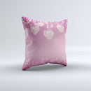 Pink Sparkly Chandelier Hearts ink-Fuzed Decorative Throw Pillow