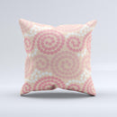 Pink Spiral Polka Dots ink-Fuzed Decorative Throw Pillow