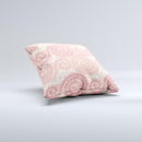 Pink Spiral Polka Dots ink-Fuzed Decorative Throw Pillow