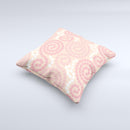 Pink Spiral Polka Dots ink-Fuzed Decorative Throw Pillow