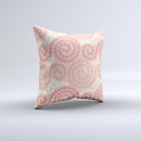 Pink Spiral Polka Dots ink-Fuzed Decorative Throw Pillow