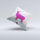 Pink Stitched Deer Collage ink-Fuzed Decorative Throw Pillow