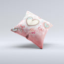 Pink Stringy Hearts ink-Fuzed Decorative Throw Pillow