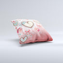 Pink Stringy Hearts ink-Fuzed Decorative Throw Pillow