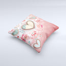 Pink Stringy Hearts ink-Fuzed Decorative Throw Pillow