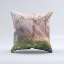 Pink Sun Ray Meadow Ink-Fuzed Decorative Throw Pillow