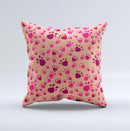 Pink & Tan Paw Prints ink-Fuzed Decorative Throw Pillow