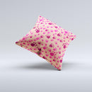 Pink & Tan Paw Prints ink-Fuzed Decorative Throw Pillow
