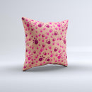 Pink & Tan Paw Prints ink-Fuzed Decorative Throw Pillow
