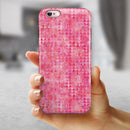 Pink Textured Triangle Pattern iPhone 6/6s or 6/6s Plus 2-Piece Hybrid INK-Fuzed Case