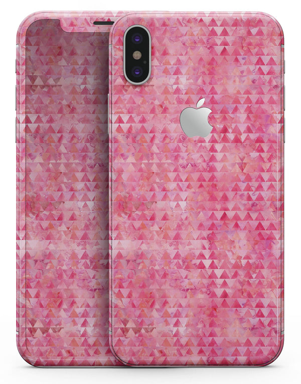 Pink Textured Triangle Pattern - iPhone X Skin-Kit