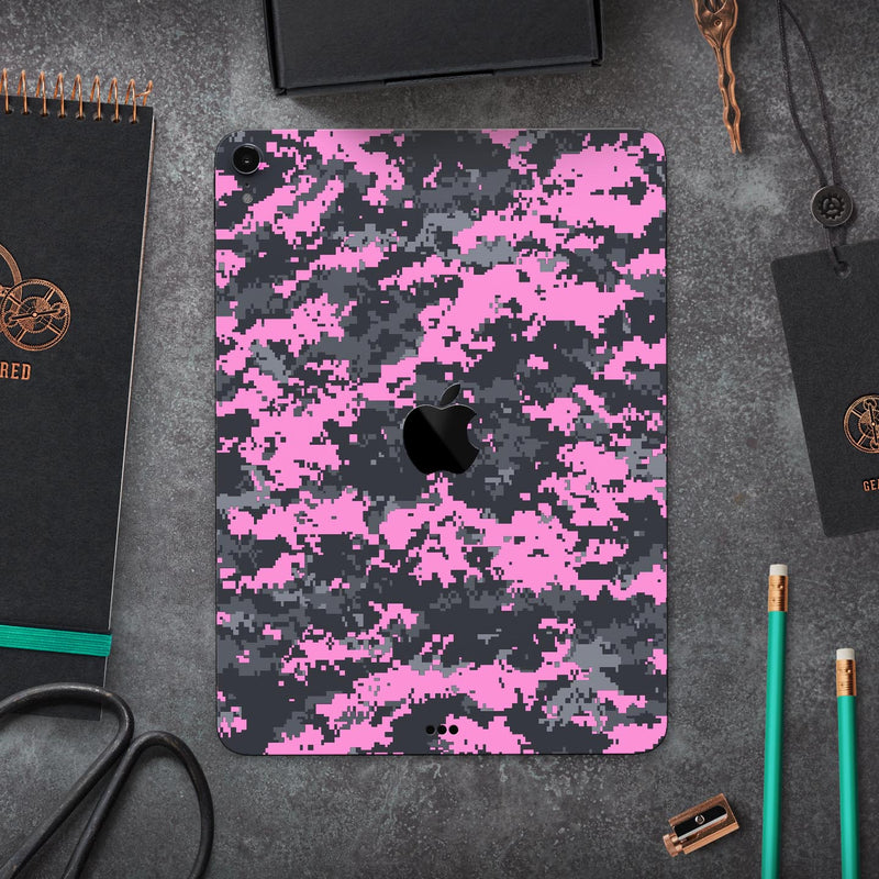 Pink V3 and Gray Digital Camouflage - Full Body Skin Decal for the Apple iPad Pro 12.9", 11", 10.5", 9.7", Air or Mini (All Models Available)