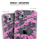 Pink V3 and Gray Digital Camouflage - Protective Skin Wrap & Decal – Compatible with iPhone SE to iPhone 17 Pro Max (All Models)