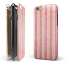 Pink Vertical Stripes Over Orange iPhone 6/6s or 6/6s Plus 2-Piece Hybrid INK-Fuzed Case