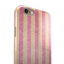 Pink Vertical Stripes Over Orange iPhone 6/6s or 6/6s Plus 2-Piece Hybrid INK-Fuzed Case