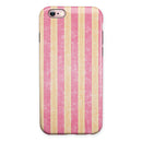 Pink Vertical Stripes Over Orange iPhone 6/6s or 6/6s Plus 2-Piece Hybrid INK-Fuzed Case