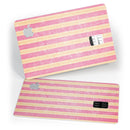 Pink Vertical Stripes Over Orange - Premium Protective Decal Skin-Kit for the Apple Credit Card