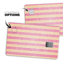 Pink Vertical Stripes Over Orange - Premium Protective Decal Skin-Kit for the Apple Credit Card