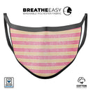 Pink Vertical Stripes Over Orange - Made in USA Mouth Cover Unisex Anti-Dust Cotton Blend Reusable & Washable Face Mask with Adjustable Sizing for Adult or Child