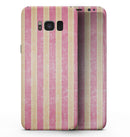 Pink Vertical Stripes Over Orange - Samsung Galaxy S8 Full-Body Skin Kit