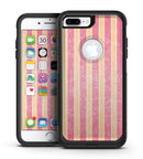 Pink Vertical Stripes Over Orange - iPhone 7 or 7 Plus Commuter Case Skin Kit